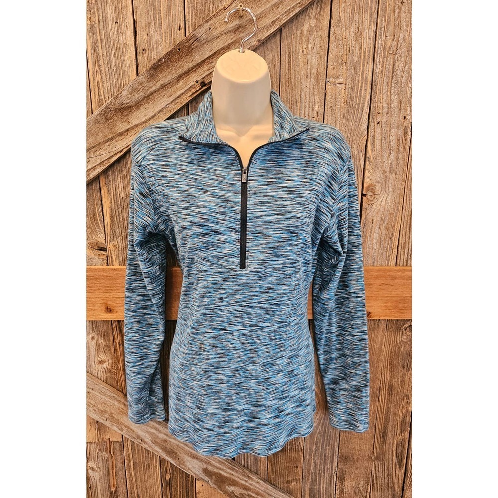 Columbia heathered blue 1/4 zip long sleeve activewear top soft stretch large